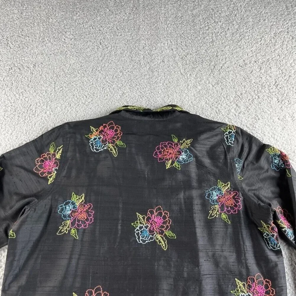 Vintage Laura Ashley Jacket Womens Large Blazer Silk Floral Embroidered Boho‎
